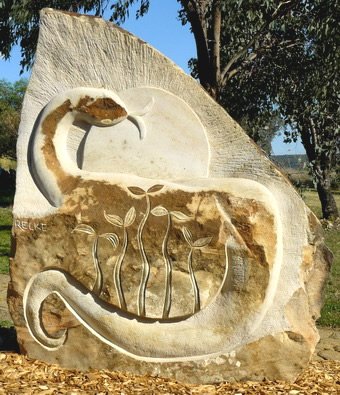 Agricultural Serpent sandstone sculpture