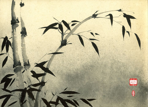 Bamboo: original ink brush painting by Joan Relke