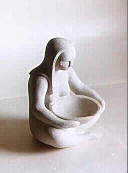 Birthbath cast stone maquette Joan Relke
